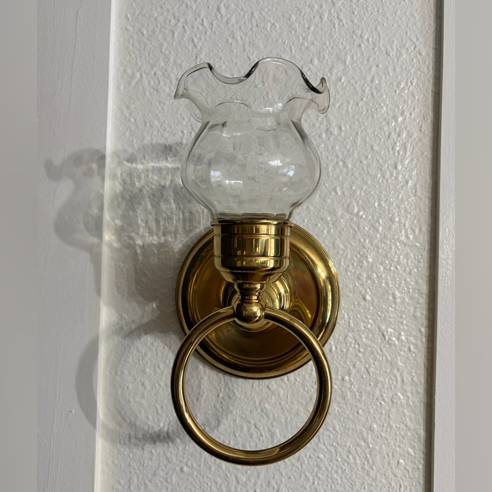 Vintage Brass Tone Votive Candle Holder Wall Sconce